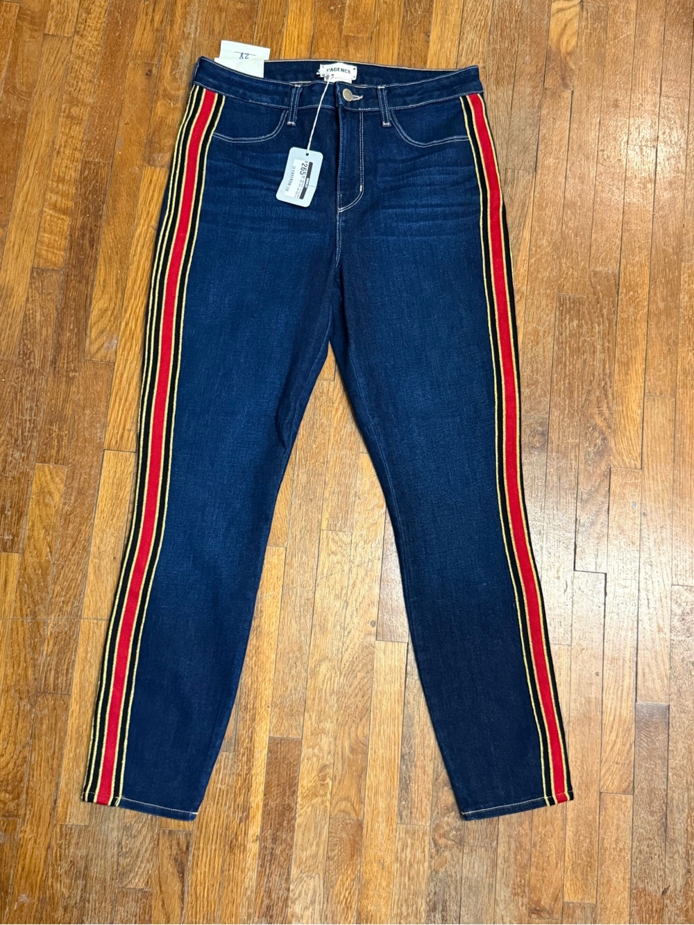 NWT L'AGENCE Margot High-Rise Crop Skinny with Racer Side Tape